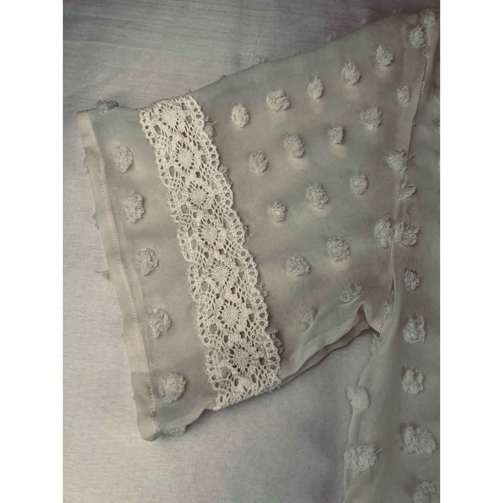 Maurices Sheer Open Cardigan Swiss Dot Cover Up Crochet Fairy Boho Ivory Med - Picture 3 of 11